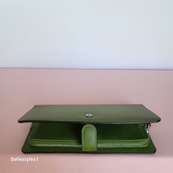 COACH Smooth Leather Skinny Snap-Tab Closure Wallet with ID Window- Dark Lime⭐🎈 - Picture 11 of 16